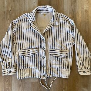 Cotton gauze navy and cream striped jacket